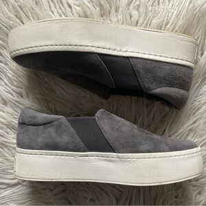 Vince Warren Gray Suede Leather Chunky Platform Flatform Slip-On Sneakers Size 6